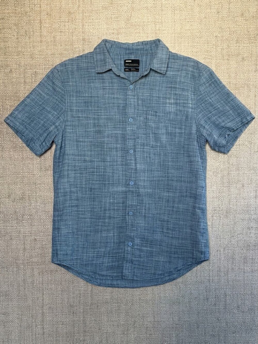 Men's Short-Sleeve Casual Button-Down Shirt — Blue